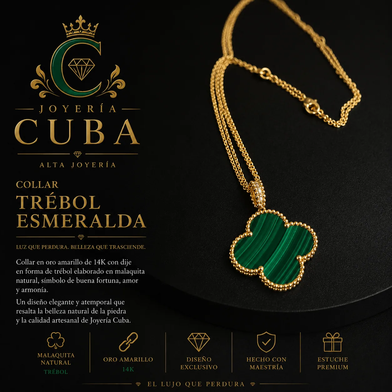 Collar Trébol Esmeralda